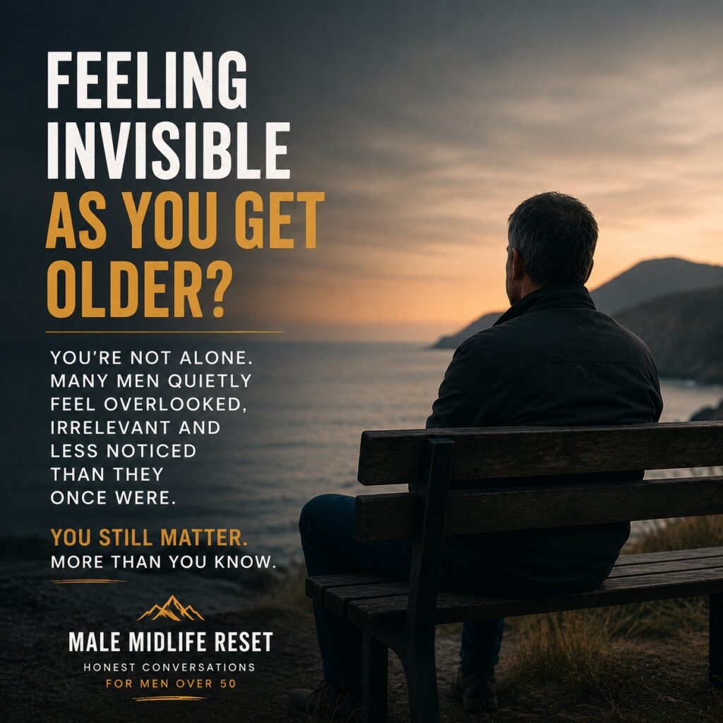 Man over 50 walking alone and reflecting on life