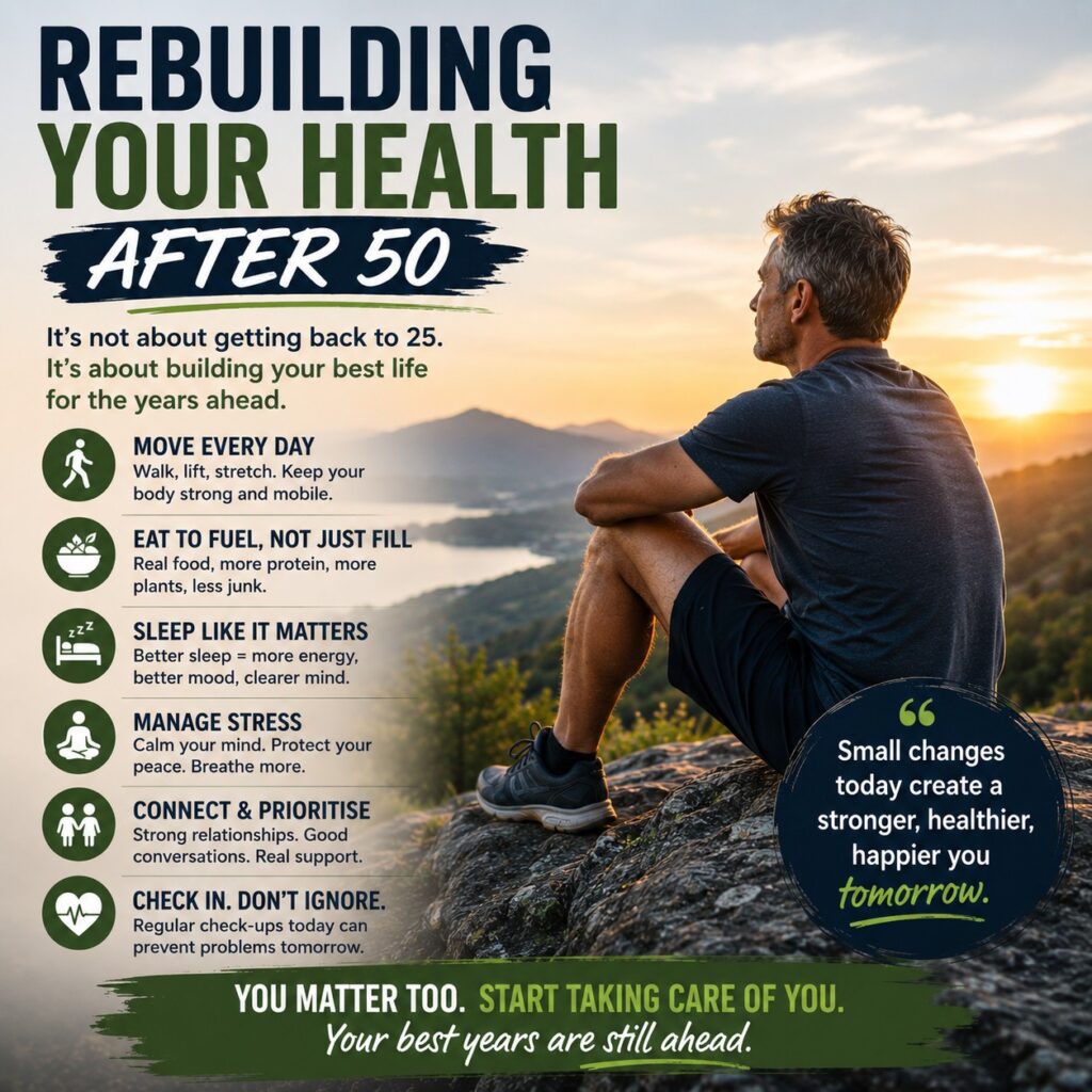 Man over 50 rebuilding his health through exercise and healthier lifestyle habits