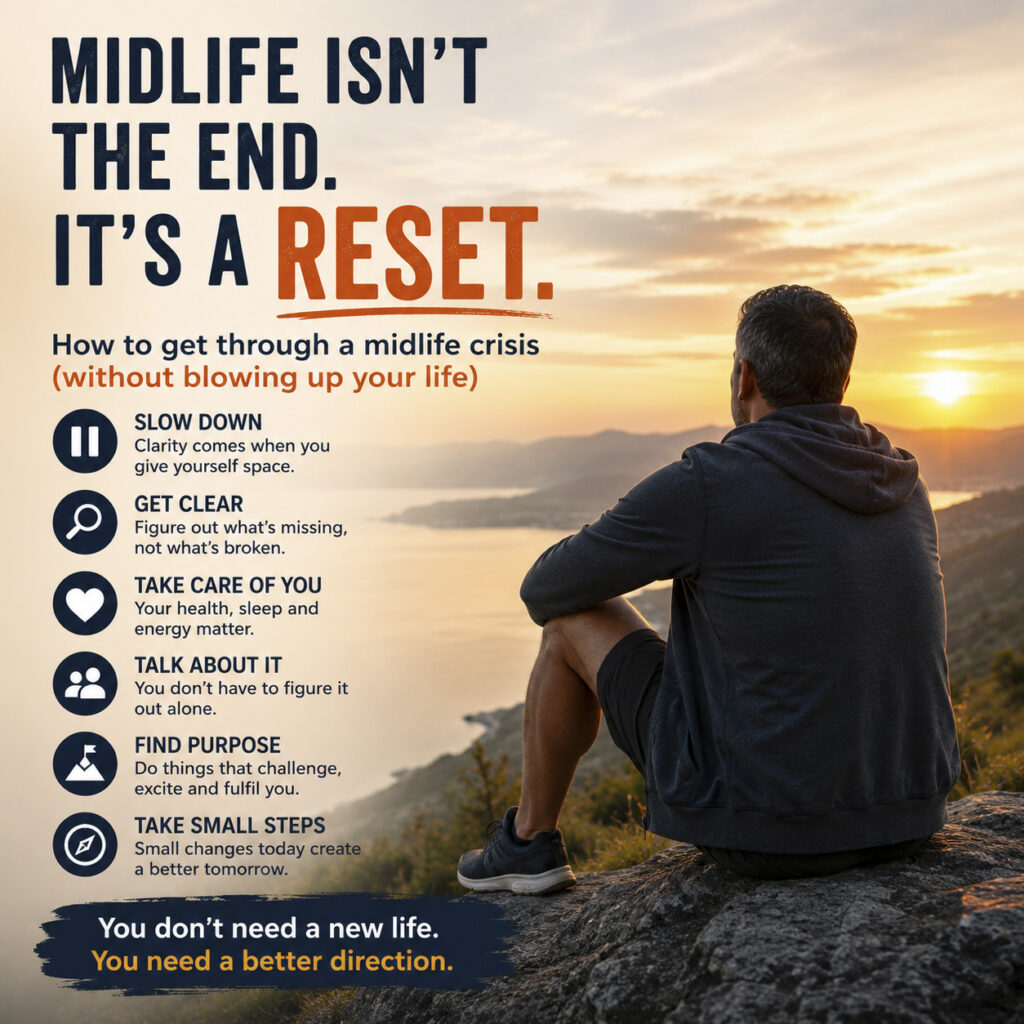 Man reflecting on how to get through a midlife crisis