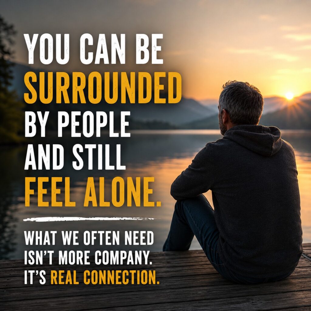 Man feeling alone despite being surrounded by people