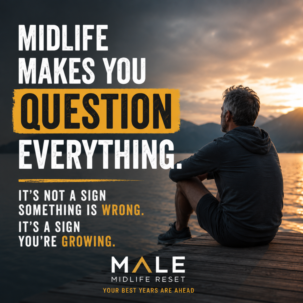 Man reflecting on life and questioning his direction in midlife