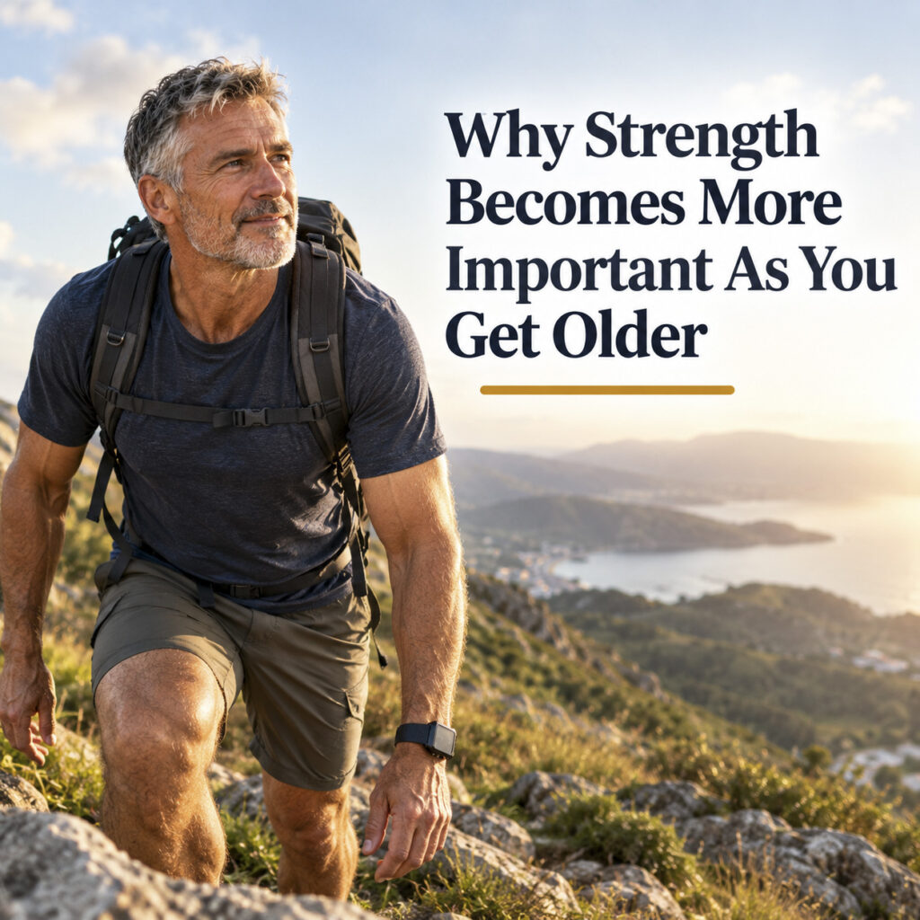 Older man staying strong and physically active as he gets older